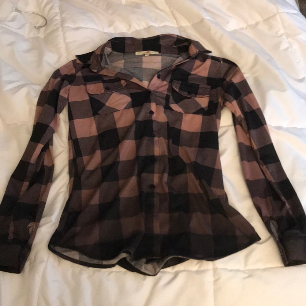 Ombré Wishful Park plaid button up pink